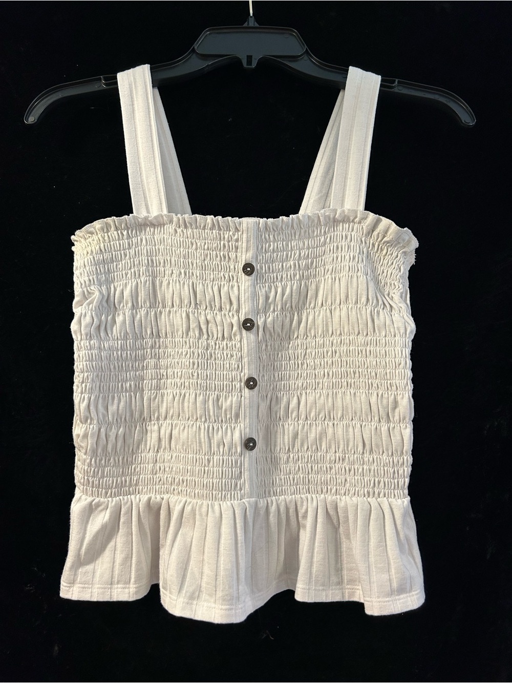 Arizona Jean Company White Smocked Peplum Tank Top